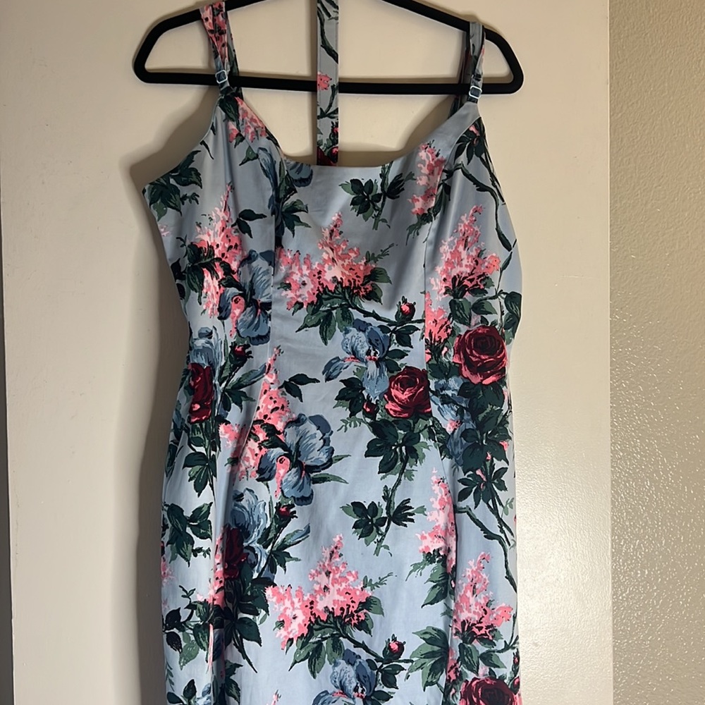 Pinup Couture Blue Floral Midi Dress - Picture 2 of 5